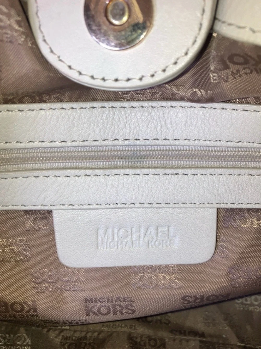 Michael Kors Leather Cream Hobo Bag
